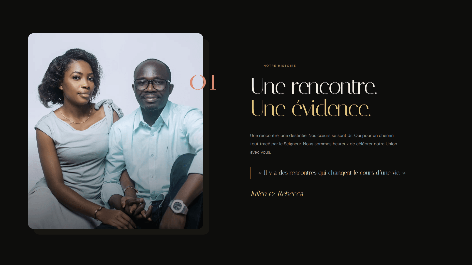 Section Notre histoire du mariage de Julien et Rebecca